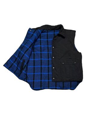 Vintage 90s AVALANCHE REVERSIBLE Plaid Blue Mens Outdoor Winter Vest XL